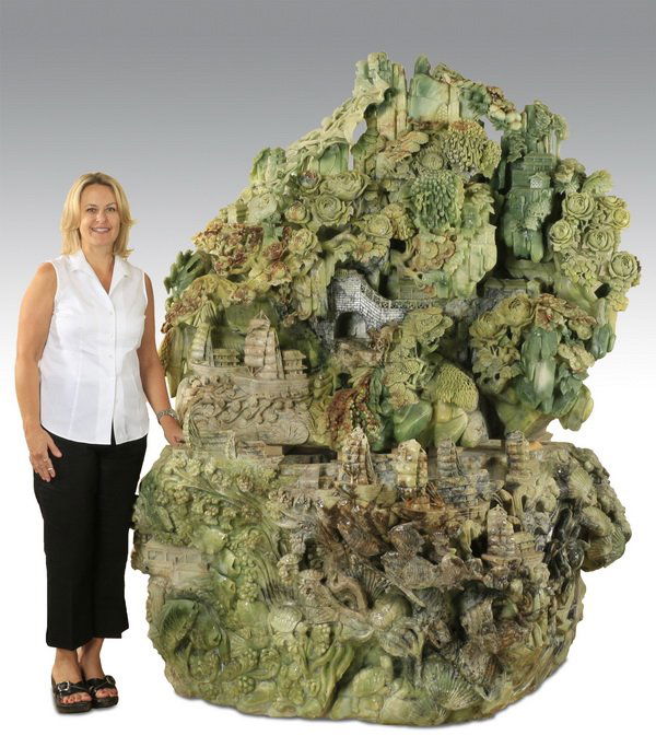 Monumental Chinese carved jade sculpture