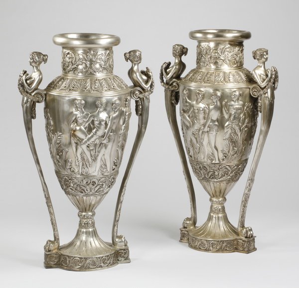(2) 47"h silvered bronze urns (1 of 4)