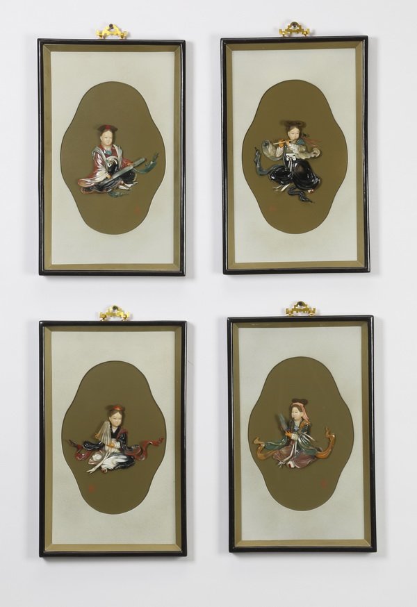 (4) Chinese hardstone plaques (1 of 10)