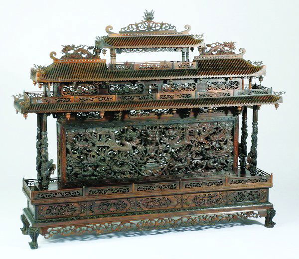 Oversized Chinese pierce carved pagoda, 59" l (1 of 9)