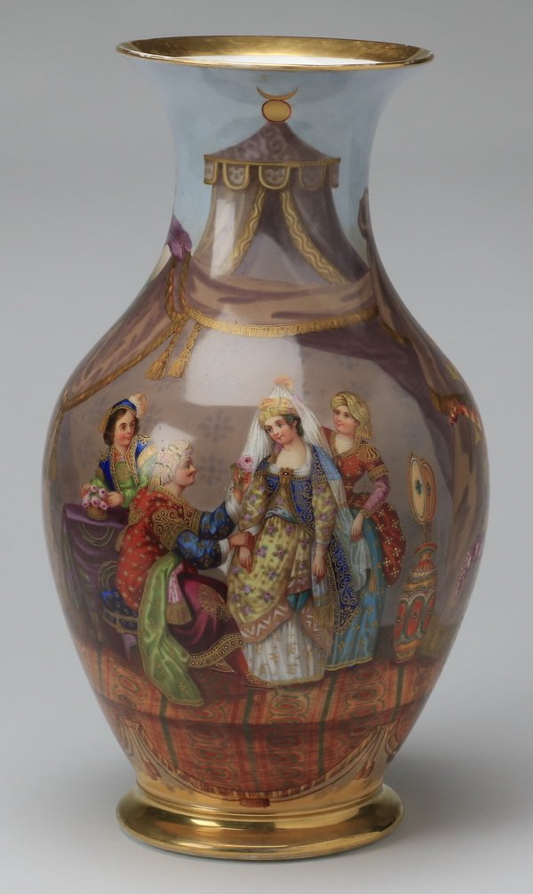 19th c. Continental porcelain vase, 19"h (1 of 7)
