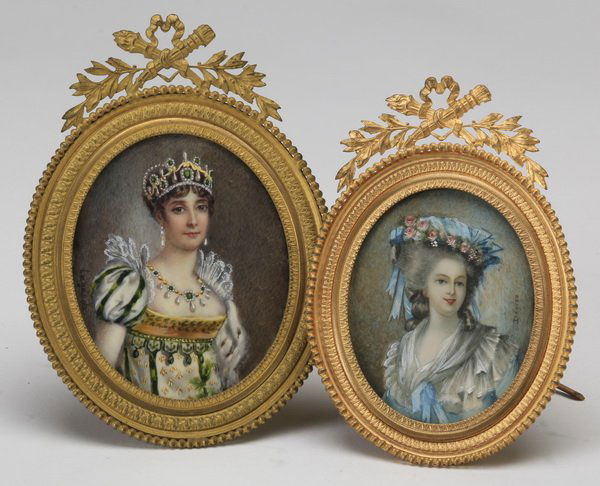 (2) 19th c. portrait miniatures on ivory (1 of 2)
