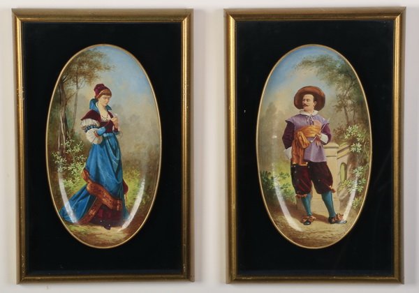 (2) 19th c.hand painted porcelain plaques (1 of 4)