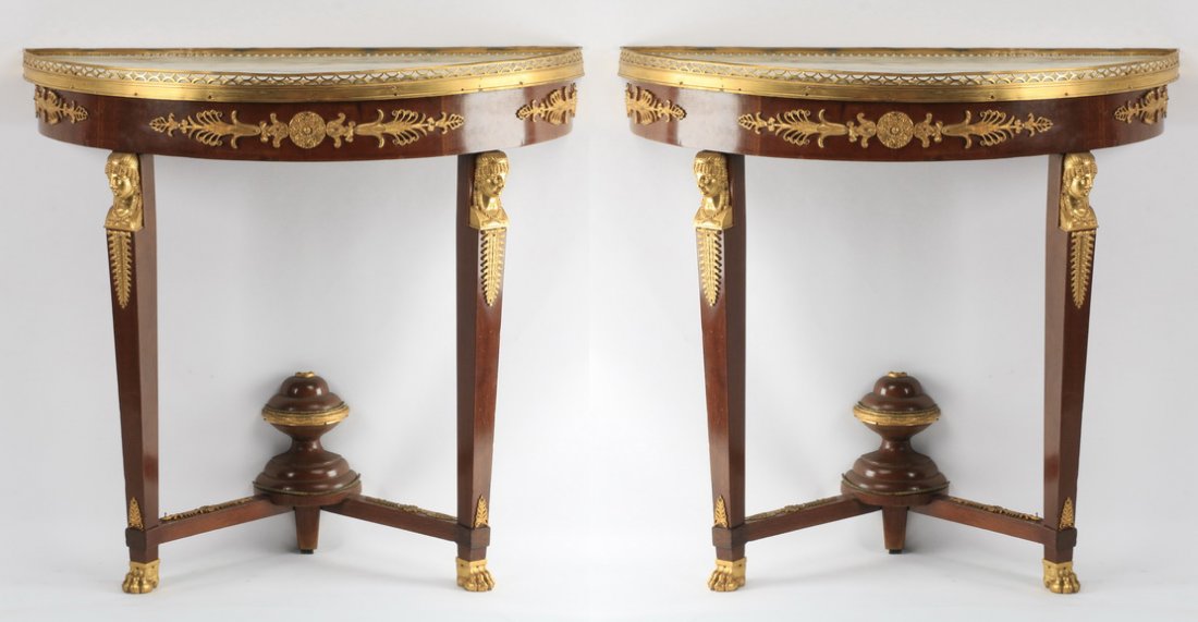 (2) French Empire style marble top consoles (1 of 4)