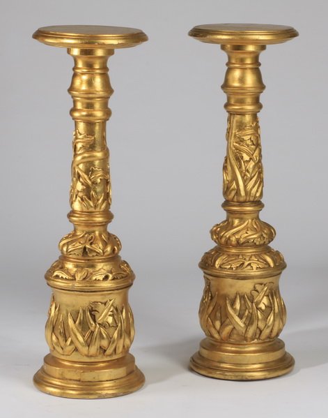 (2) Continental gilt wood pedestals, 43"h (1 of 4)