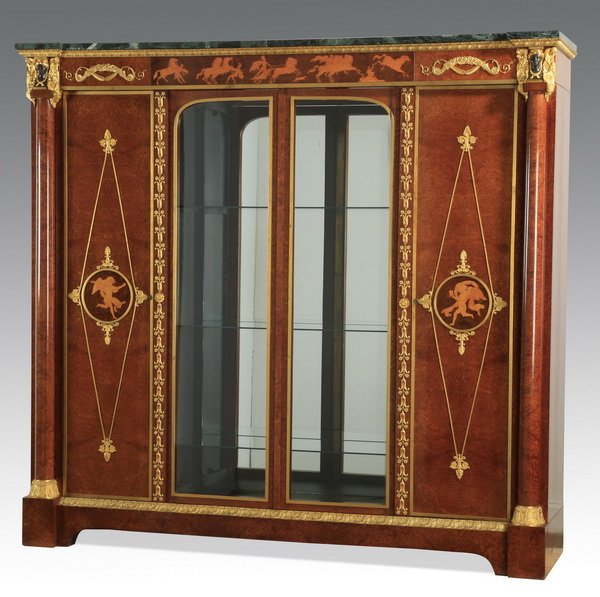 19th c. French marble top inlaid cabinet (1 of 8)