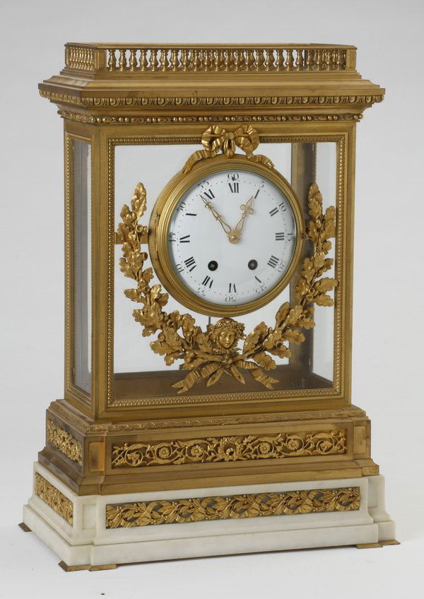 22"h French bronze and marble mantel clock (1 of 5)