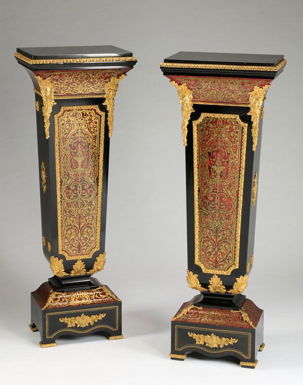 (2) 19th c. Boulle style pedestals, 51"h (1 of 2)
