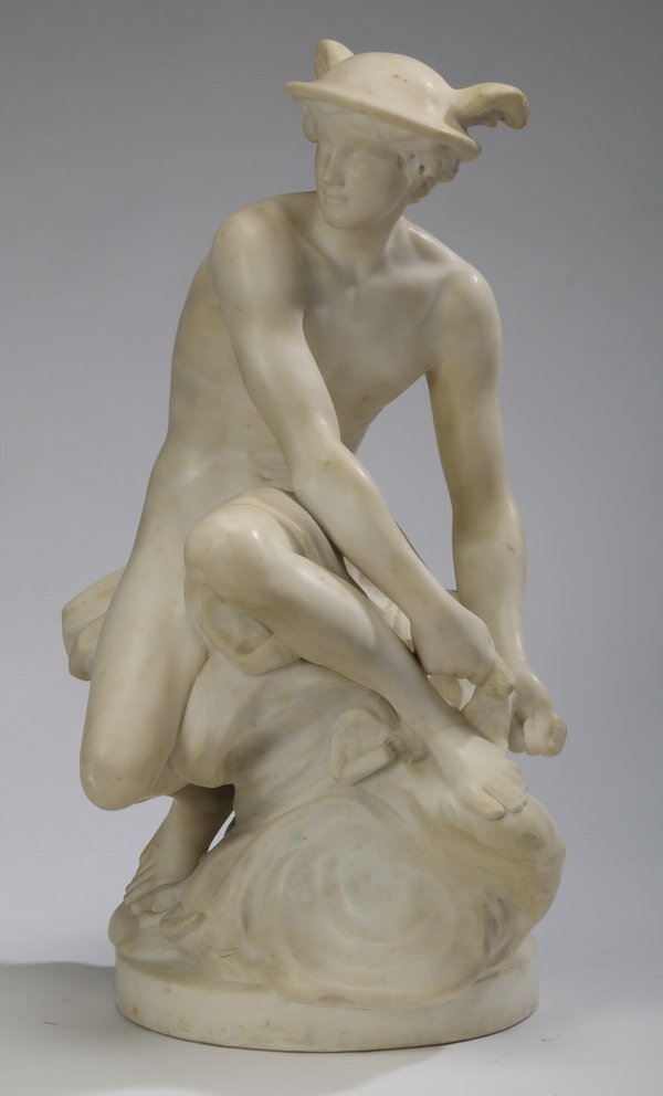 19th c. marble sculpture of Mercury, 24"h (1 of 6)