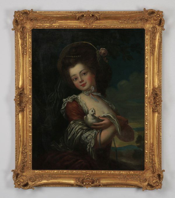 19th c. Continental O/c portrait, 39"h (1 of 4)