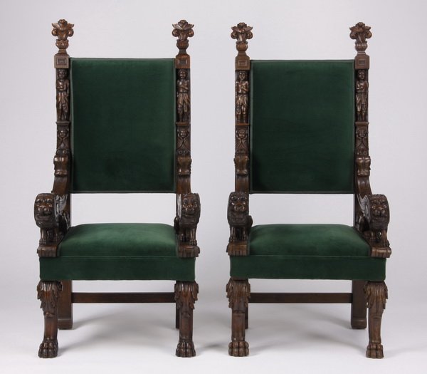 (2) Mid 19th c. Continental throne chairs (1 of 5)