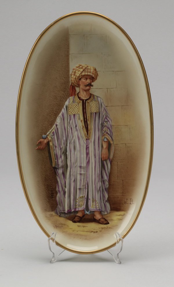 19th c. French oval portrait plate, marked (1 of 4)