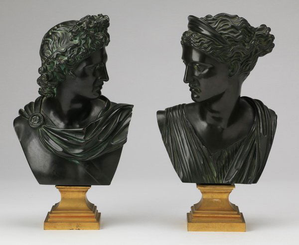 (2) Continental patinated metal busts, 12"h (1 of 6)