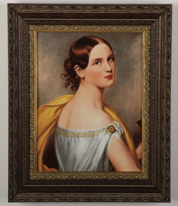 German porcelain portrait plaque, marked (1 of 3)