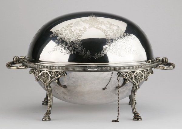 English silverplate vegetable warmer, 19th c. (1 of 4)