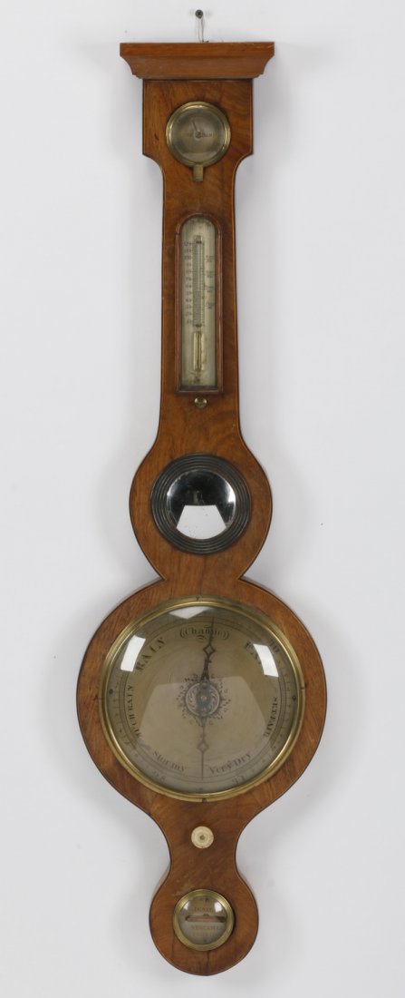 19th c.British walnut barometer, maker marked (1 of 3)