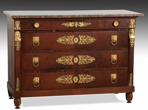 19th c. French Empire style marble top chest (1 of 3)