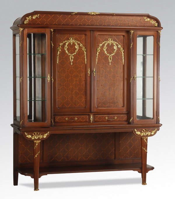 French bronze mounted walnut vitrine (1 of 2)