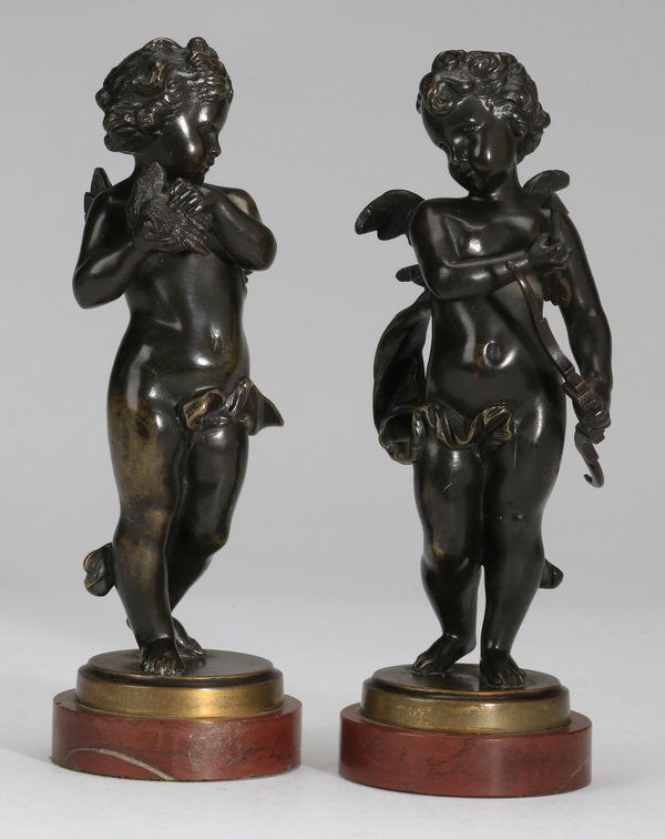 (2) Continental bronze cupids, 19th c., 11"h (1 of 7)