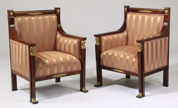 (2) 19th c. English Regency style armchairs (1 of 4)