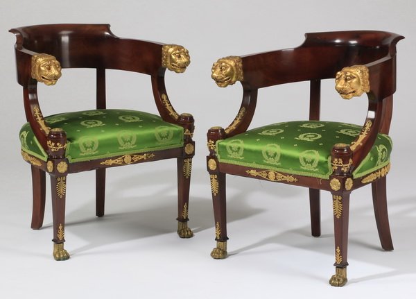 (2) 19th c. French Egytian Revival armchairs (1 of 5)