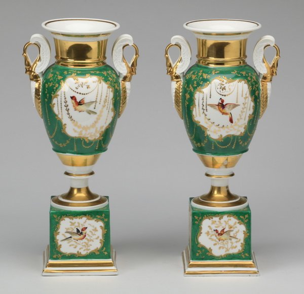 (2) Early 20th c. Continental urns, 15"h (1 of 8)