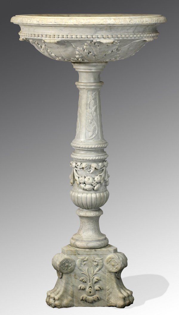 19th c. Italian carved marble bird bath (1 of 5)
