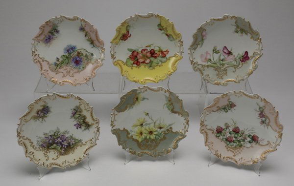(6) Limoges dessert plates, marked, 19th c. (1 of 4)