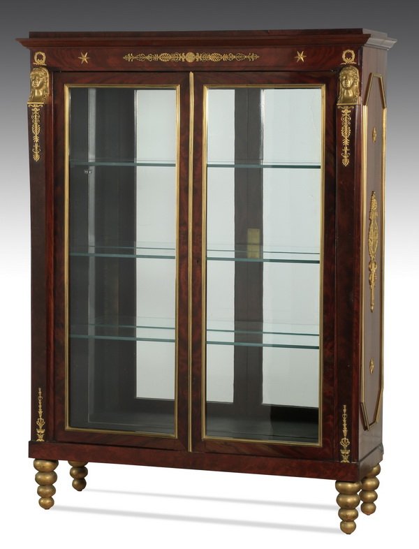 19th c. French Empire lighted vitrine, 61"h (1 of 2)