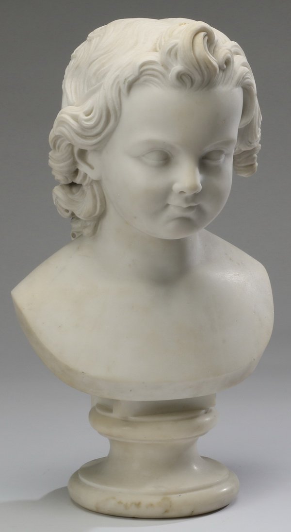 19th c. Continental marble bust, 17"h (1 of 5)