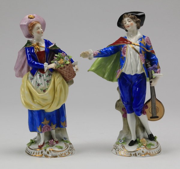 (2) Sitzendorf figurines, marked, 10"h (1 of 7)