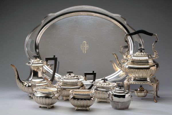 8-Piece silver plate tea and coffee service (1 of 2)