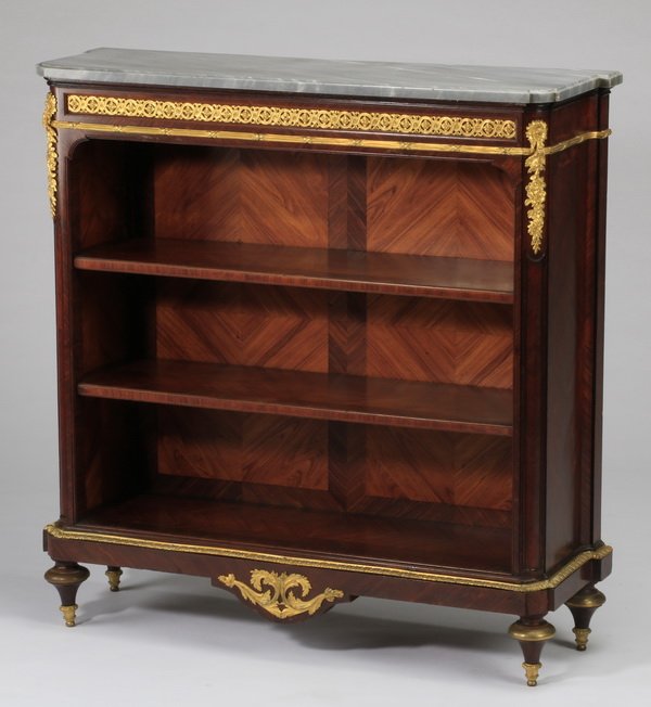 French marble top three-shelf bookcase (1 of 3)