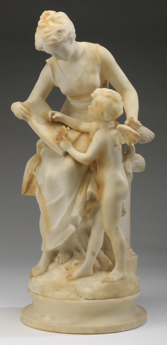 19th c. Continental alabaster sculpture, 21"h (1 of 7)