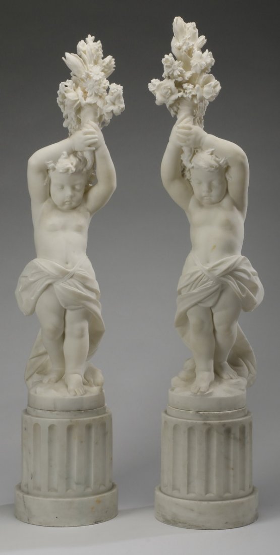 (2) 19th c. Continental marble sculptures (1 of 6)