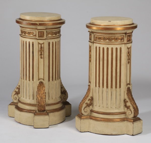 (2) Carved pedestals in cream and gold, 37"h (1 of 3)