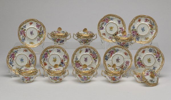 16-Piece French pot de crme set, marked (1 of 6)