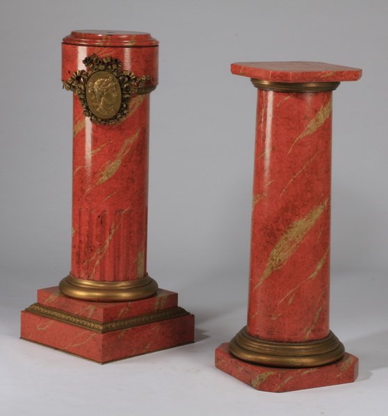 (2) Carved and marbleized pedestals, 44"h (1 of 4)