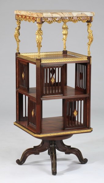 19th c. French marble top revolving bookcase (1 of 4)