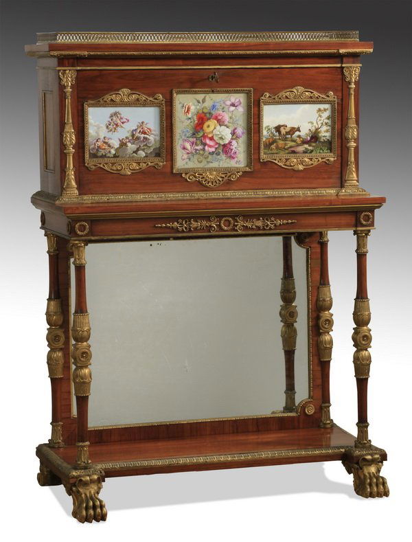 19th c. French bronze and porcelain cabinet (1 of 4)