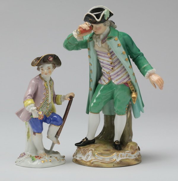 (2) Similar Meissen figurines, marked (1 of 7)