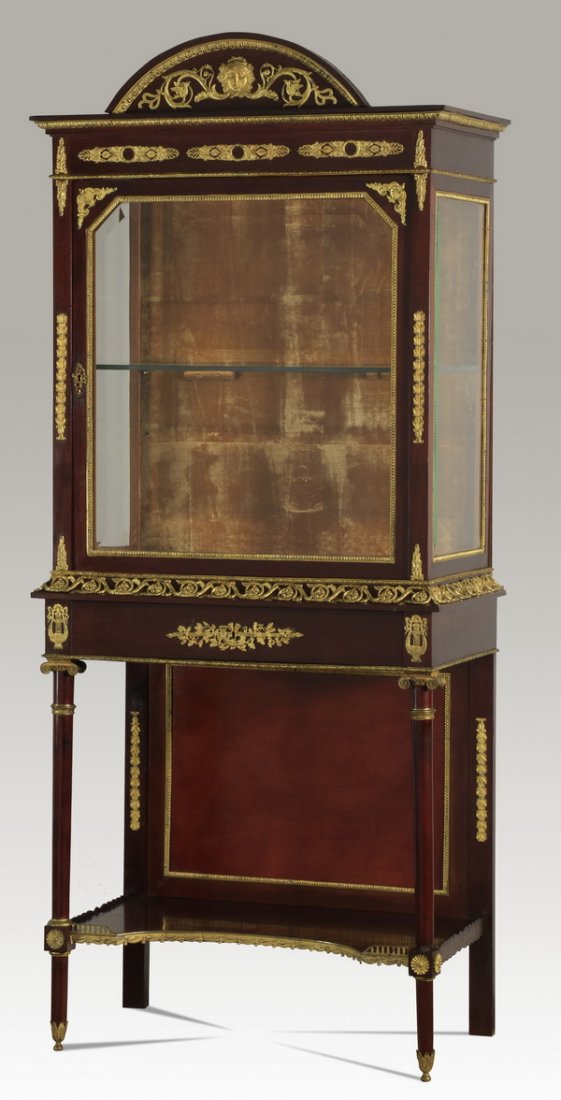 19th c. French dore' bronze vitrine, 74"h (1 of 5)