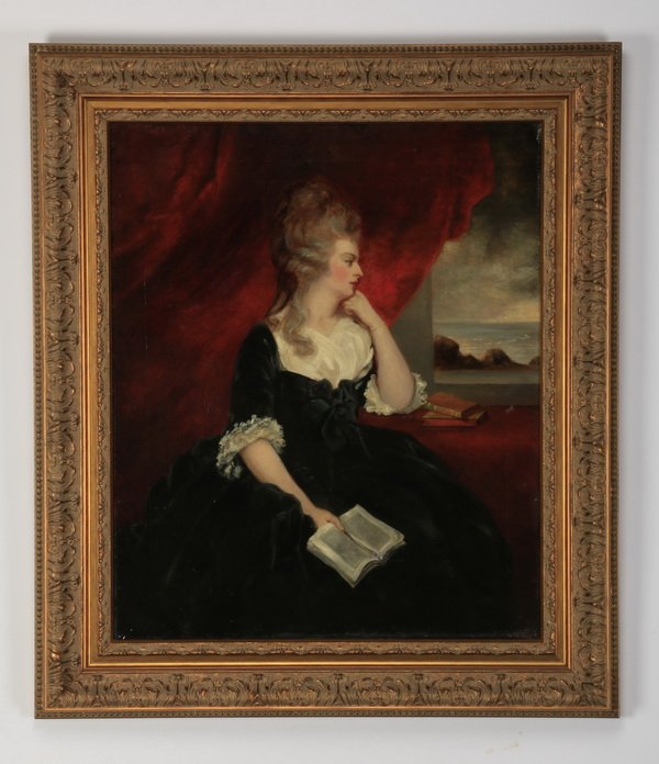 Continental O/c, lady at window, 19th c. (1 of 3)