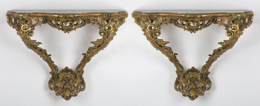 (2) 19th c. French giltwood wall consoles (1 of 3)