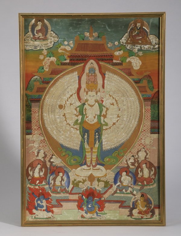 Hand painted Buddhist thangka (1 of 4)