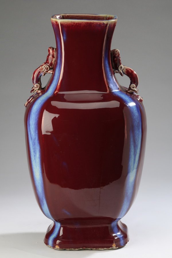 Large Chinese flambe' glazed vase, 21"h (1 of 10)