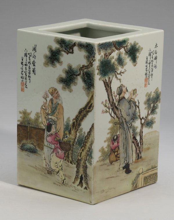 Chinese porcelain scroll pot, 10"h (1 of 10)