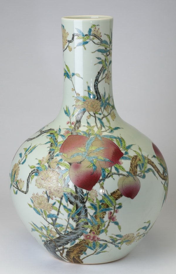 Large Chinese porcelain bottle neck vase, 22" (1 of 6)