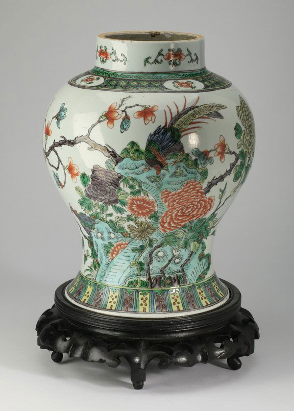 Chinese porcelain wucai vase, 15"h (1 of 10)