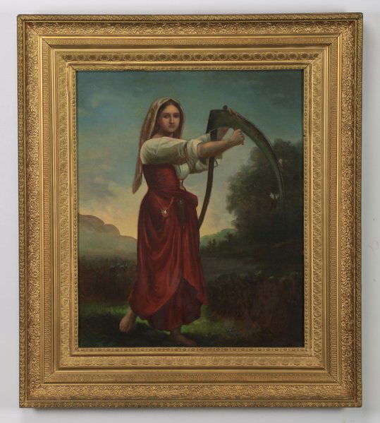 19th c. Continental O/c, harvest maiden (1 of 3)